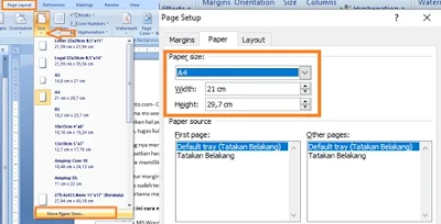 cara mengatur kertas dan margin ms word