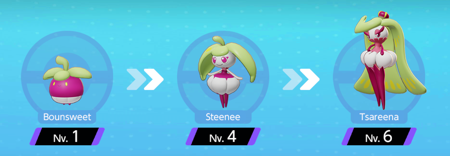 Mundo Pokémon - 562- Steenee. Tipo: planta. Evolução: Tsareena (nível 29 e  aprender o Movimento Stomp). Histórico: As sépalas em sua cabeça  desenvolveram-se para proteger seu corpo. São muito duras, por isso