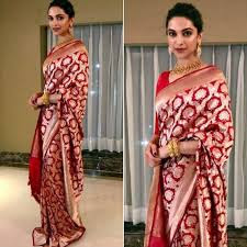 Deepika Padukone In Red Saree