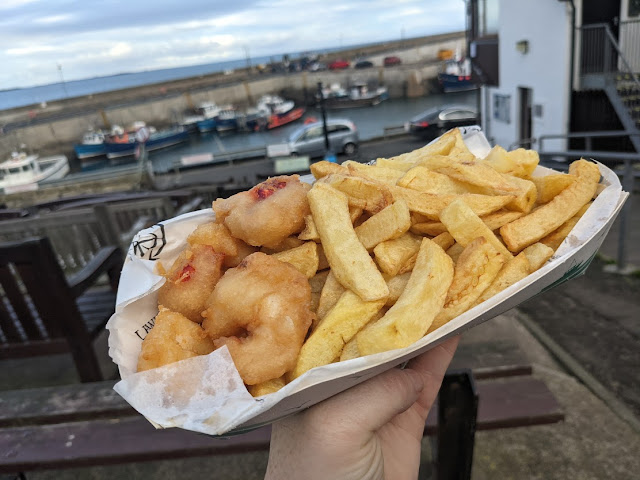 Prawns and chips from Lewis' Fish Bar