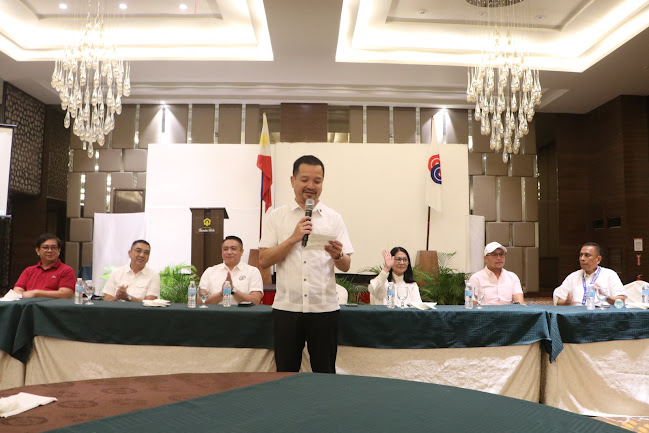 Subic Bay Metropolitan Authority (SBMA) Chairman and Administrator Jonathan D. Tan addresses the mayors and representatives of eight communities contiguous to the Subic Bay Freeport as he shares the agency's upcoming development projects to be undertaken during his term.