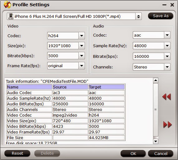 iPhone 6/6 Plus format settings