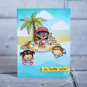 Sunny Studio Stamps: Seasonal Trees Critter Campout Coastal Cuties Beach Babies Fluffy Clouds Summer Card Camping Card by Lexa Levana and Rachel Alvarado