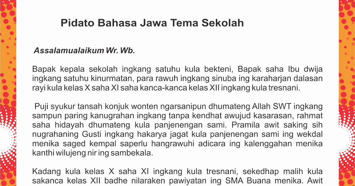 Kumpulan Pidato Bahasa Jawa Terbaru