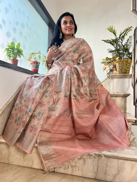 Tussar digital print saree