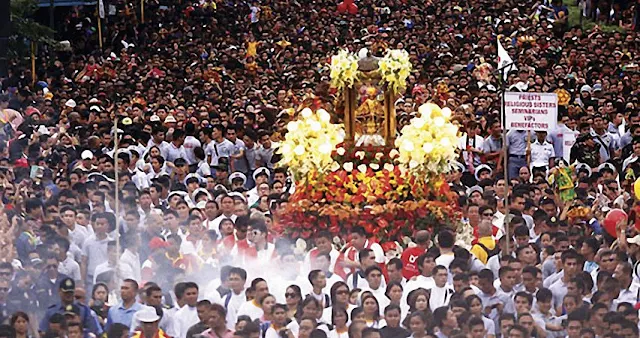 A candlelit procession during the feast of Santo Niño in Cebu