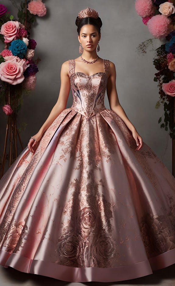 rose gold quinceanera dress