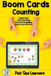 Boom Cards | Counting | Distance Learning | PK  Counting spring images is so much fun with this 25 card Boom deck. The students will count objects and drag a clip to the corresponding number, put numbers in order 1-20, find ways to show a number 1-6, make sets with more objects and skip count by 10.