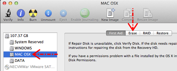 Erase/format drive MAC OSX