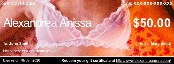 Alexandrea Anissa Gift Certificates 