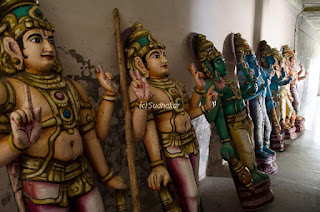 Colorful statues used during Utsavams