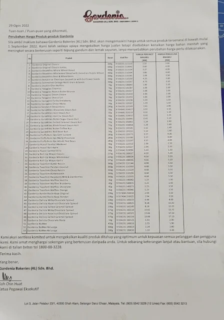 Harga Baru Roti Gardenia Bermula 1 September 2022