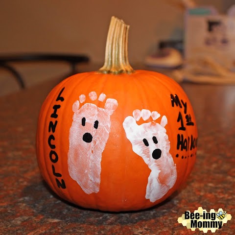 Baby Footprint Ghost No Carve Pumpkin