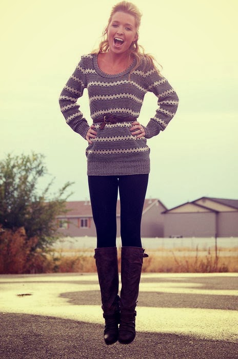 Long Sweaters Boots Leggings And Socks