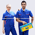 Đồng phục công nhân ngắn tay màu xanh viền túi phối cam