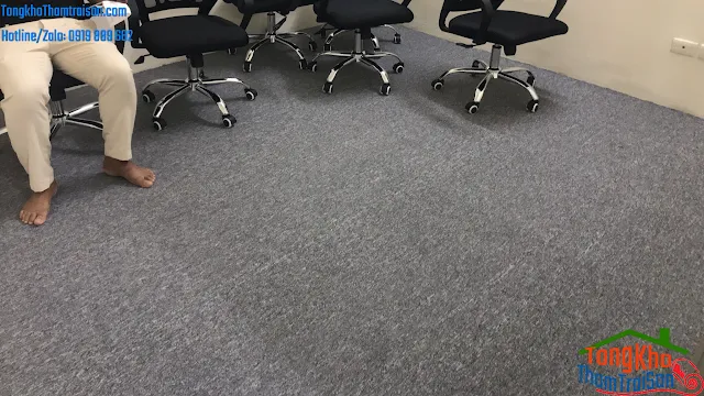 Thảm văn phòng, thảm cuộn màu ghi xám đậm