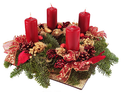 Corona de Adviento con velas rojas para Navidad