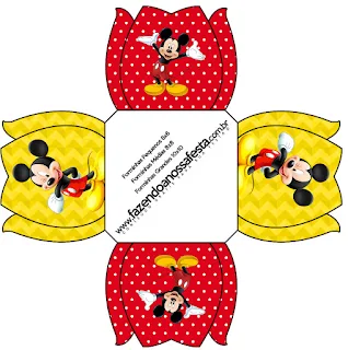 Mickey in Yellow, Zigzag and Red Background: Free Printable Boxes.