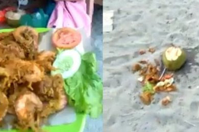 Viral !! Harga makanan di pantai jono, salah pengunjung membuang makanan