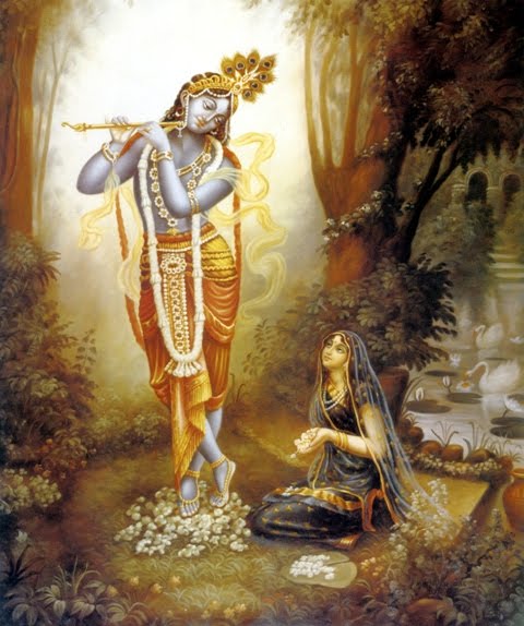 Srimati Radharani Worships Her Beloved Krishna