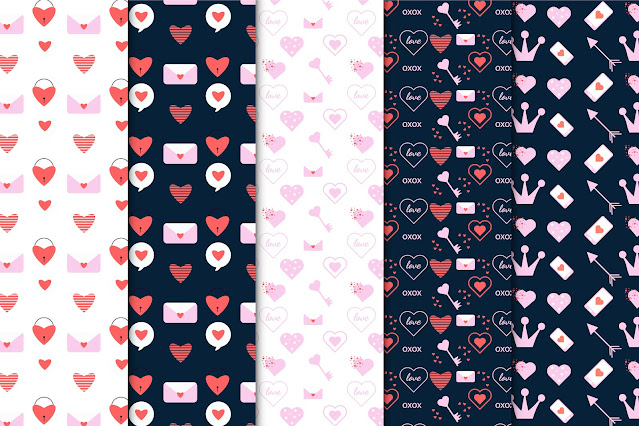 Valentine love pattern decoration vector free download