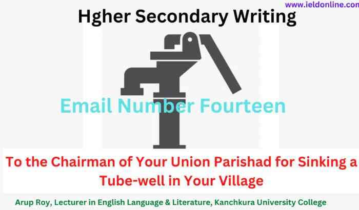 To the Chairman of Your Union Parishad for Sinking a Tube-well in Your Village