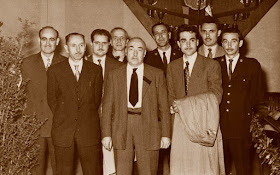 Algunos de los representantes del Ayuntamiento del Match Ayuntamiento de Barcelona - Diputación de Barcelona, 1954