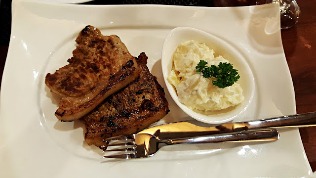 grilled pork chops with mashed potatoes - lunch at Hotel Del Rio in Iloilo City