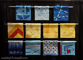 Spiralling Blue Paint Chip Challenge Quilt by www.madebyChrissieD.com