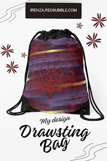 Red mandala pattern Drawstring Bags.