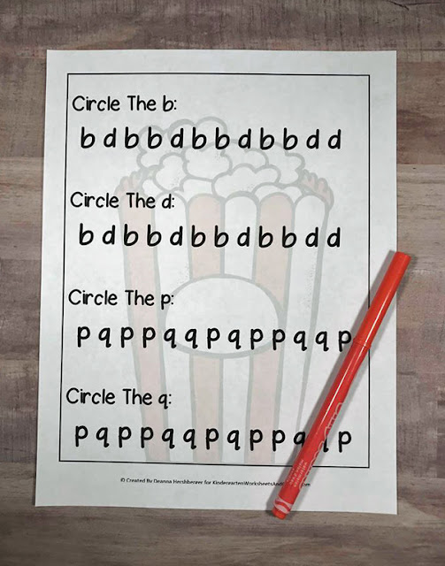 popcorn b and d free printable letter reversal worksheets