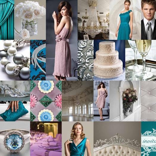 teal and silver wedding cakes