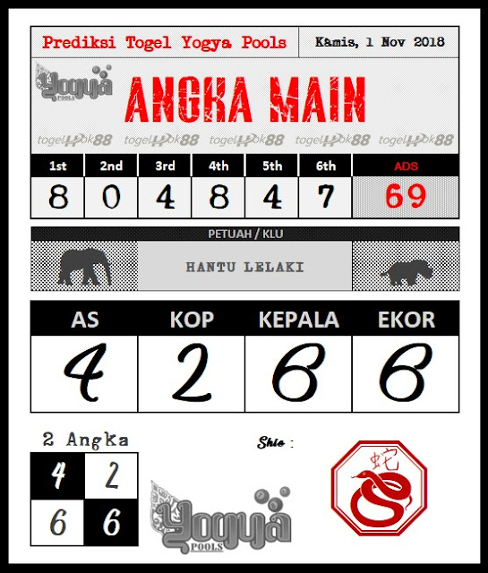 PREDIKSI YOGYA POOLS 1 NOVEMBER 2018