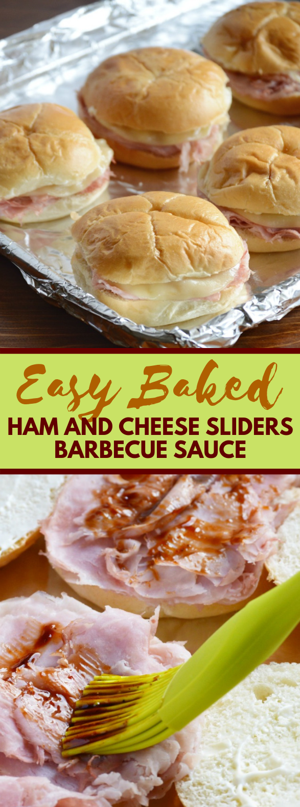 Baked Ham and Cheese Sliders with Barbecue Sauce #easymeal #gameday