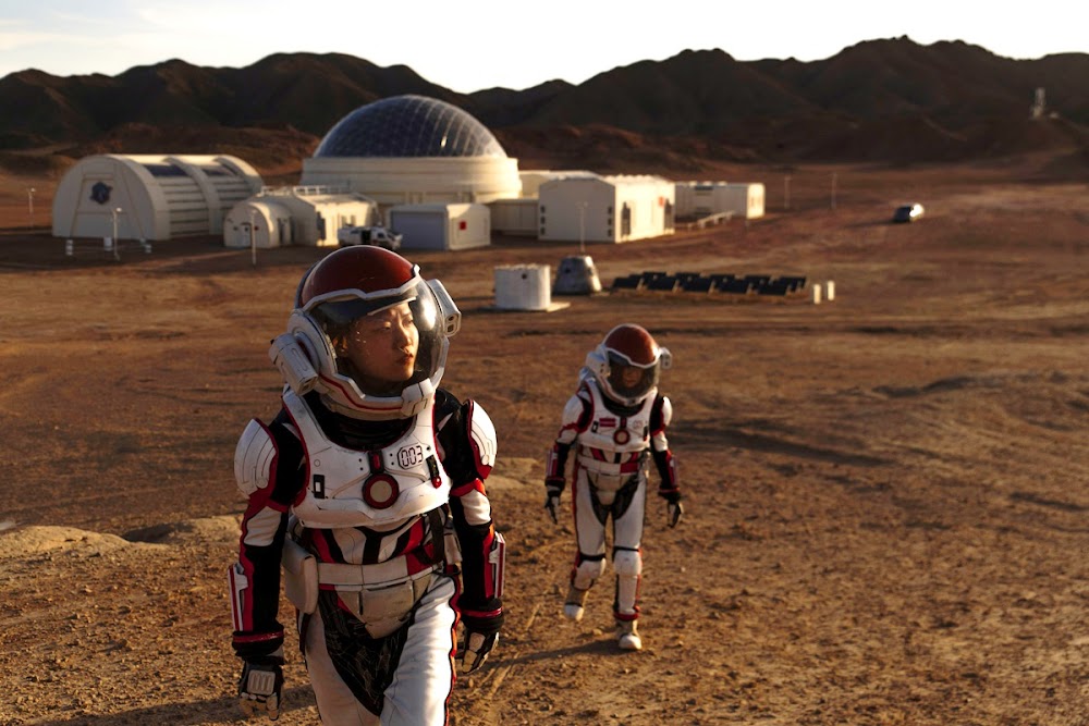Walking around China's C-Space Mars simulation base in Gobi desert - photo by Matjaž Tančič