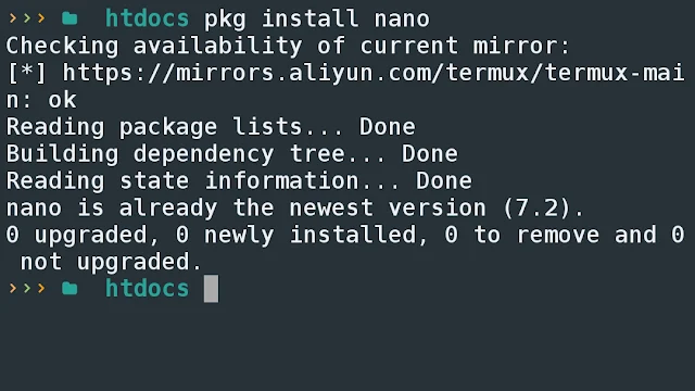 Install Nano In Termux with pkg install nano