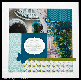 Victoria and Albert Museum Glass Collections Scrapbook Page by Bekka featuring the Sweet Shop Papers by Stampin' Up! www.feeling-crafty.co.uk