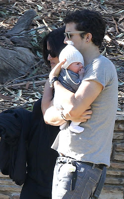 Orlando Bloom out with baby Flynn