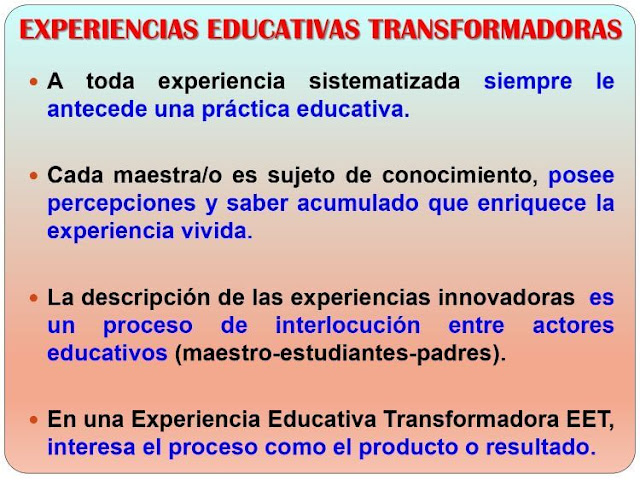 ELABORACIÓN DE EXPERIENCIAS EDUCATIVAS TRANSFO