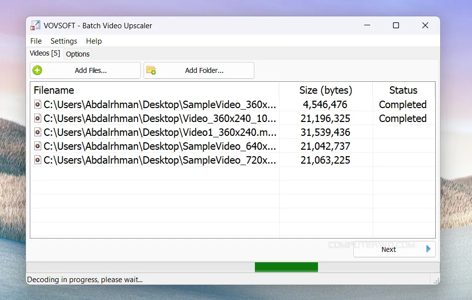 VOVSOFT Batch Video Upscaler