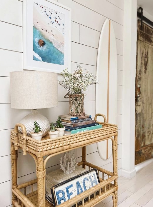 Coastal Bar Cart Console Table Idea