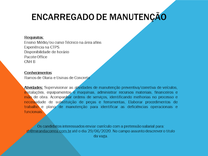 Eletricista/Supervisor de Call Center/Encarregado de Manutenção.