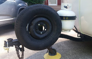 new spare tire mount on Uhaul Camper CT-13 tongue