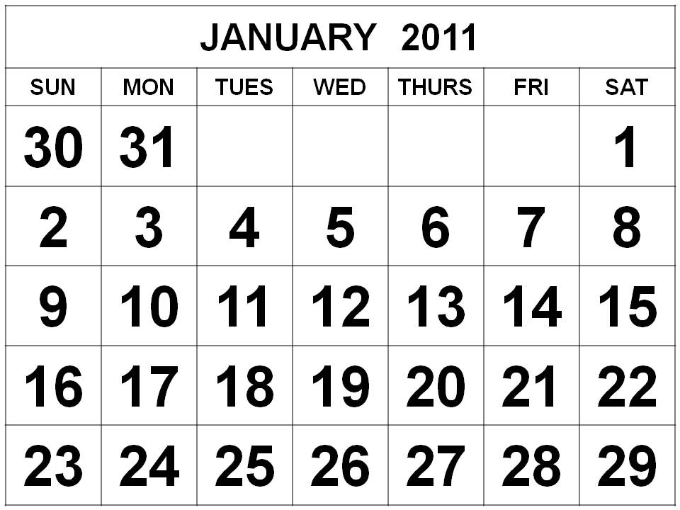 January 2011 Calendar | 2011 Calendar Printable | Top Daily Trends
