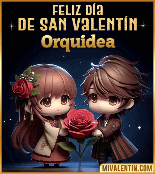Imagen Gif feliz día de San Valentin Orquidea