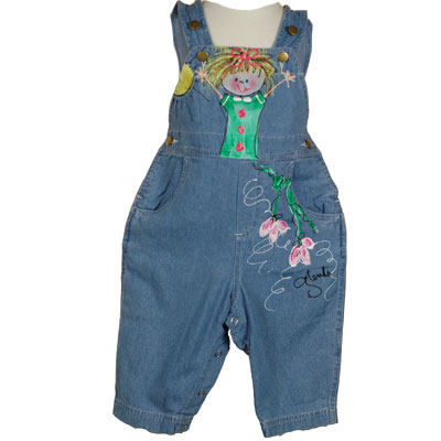 Handpainted Overalls KEEPSAKE for little girl