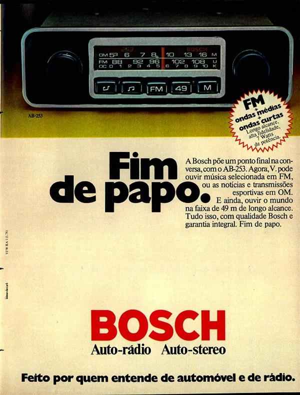 Campanha da Bosch apresentando seu auto rádio no ano de 1976