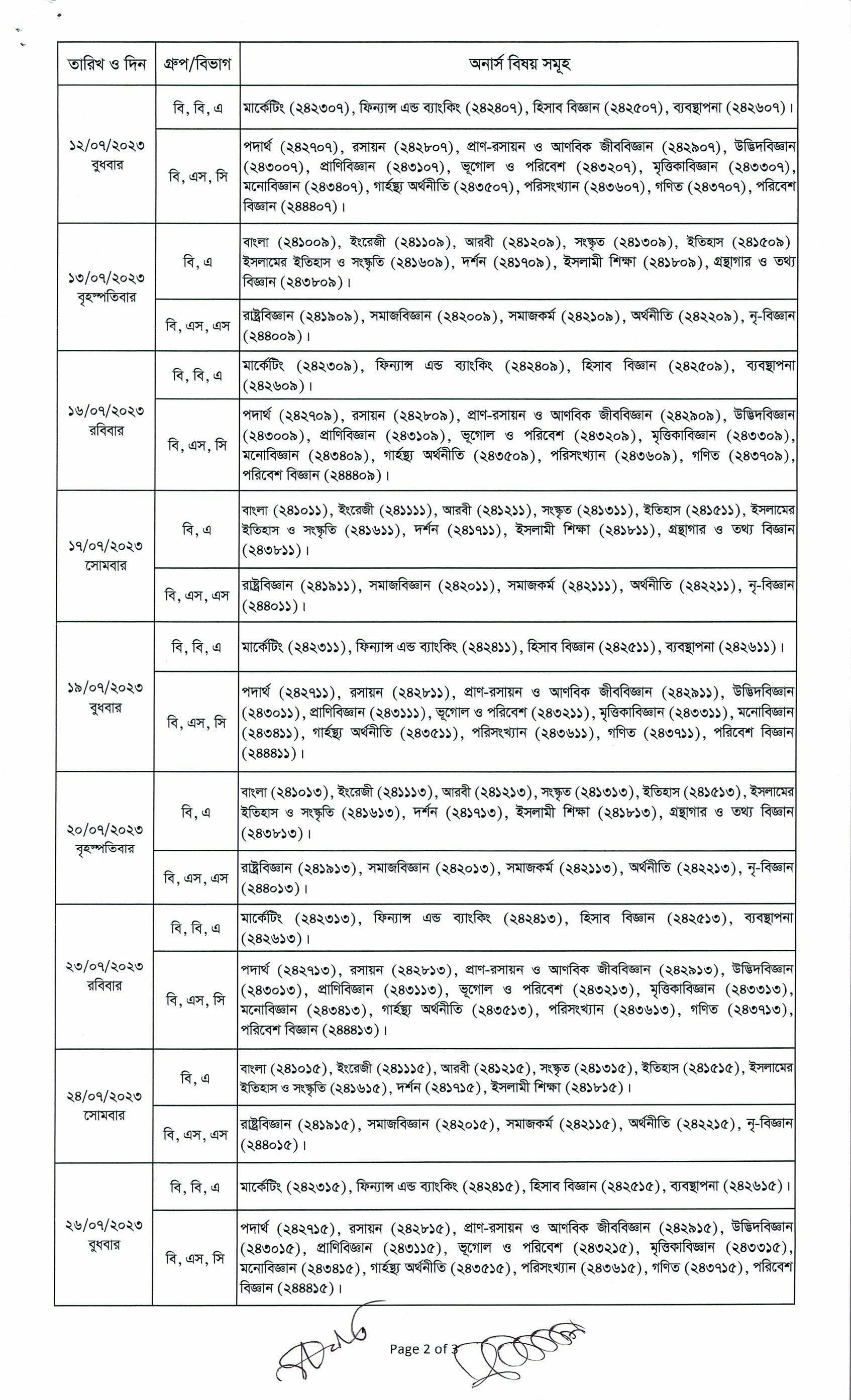 ২০২১ সালের অনার্স ৪র্থ বর্ষ পরীক্ষার রুটিন সময়সূচী পিডিএফ (পরীক্ষা ২০২৩) - 2021 Honours 4th Year Examination Routine (Exam 2023)