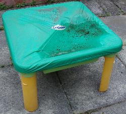 A sand-table with a wet cover.