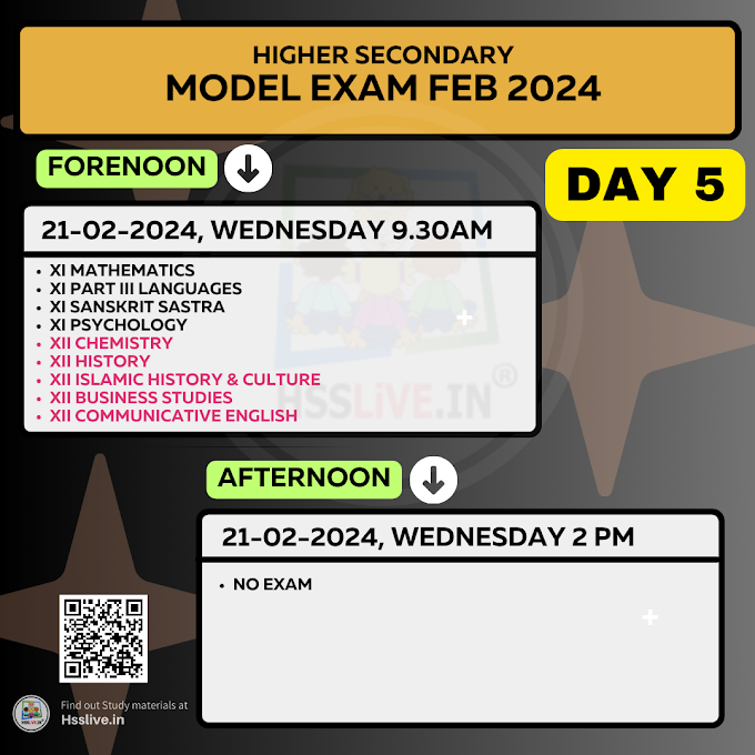 Higher Secondary Model Exam February 2024: Daily Time Table and Study Material 